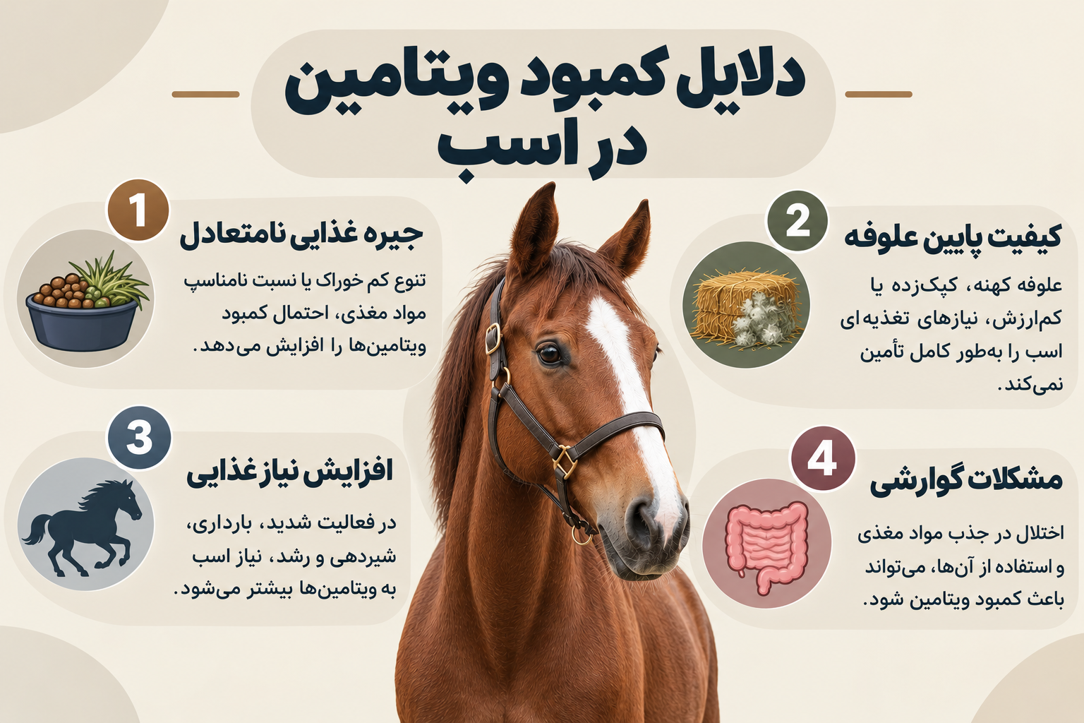 علائم کمبود ویتامین در اسب